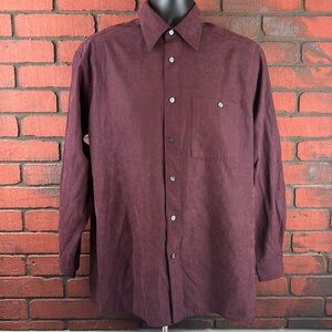 Brandini Mens Medium Maroon Suede Button Down Shirt – Classic, Dressy‎